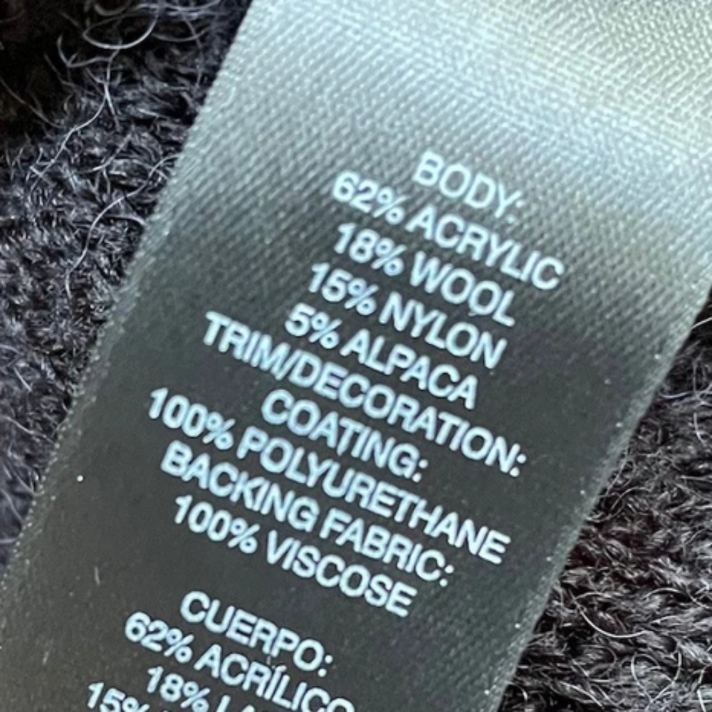 Chicos Black Label Black Wool Sweater With Faux Leather Trim - Picture 5 of 5